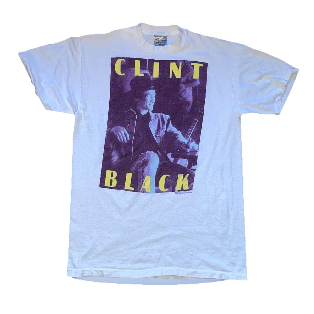 Vtg Clint Black 1990 Killin Time Tour Shirt L Single Stitch USA Made BROCKUM Tee